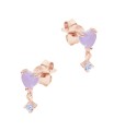 Pink Heart with Hanging CZ Silver Stud Earring STS-6293